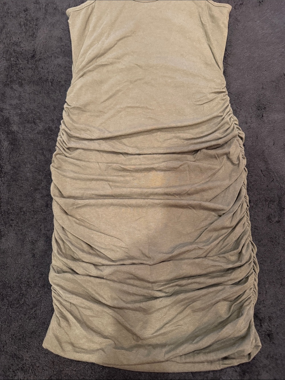 Express Olive Ruched Tank Bodycon Mini Dress - Picture 3 of 3